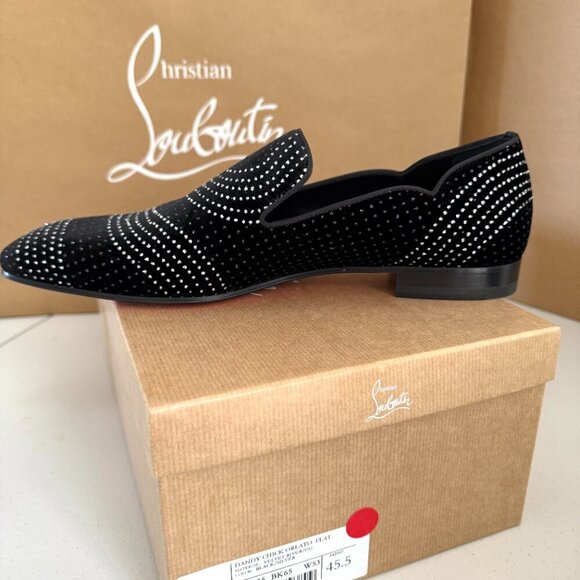 Christian Louboutin Dandy Chick Orlato Flat VelvetLoafer Shoe with Crystal Inlay - Picture 12 of 16